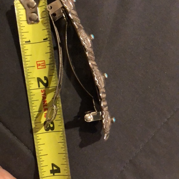 Vintage Turquoise and sterling silver hair clip - Picture 3 of 4